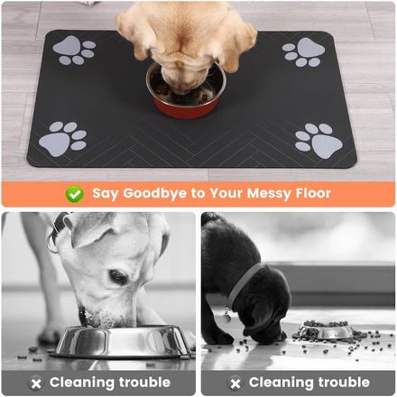 Tapis d'alimentation pour animaux – Absorbant, imperméable et antidérapant pour chats et chiens thumbnail 2
