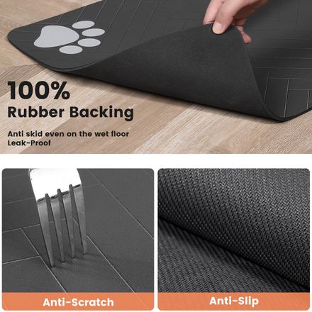 Tapis d'alimentation pour animaux – Absorbant, imperméable et antidérapant pour chats et chiens thumbnail 3