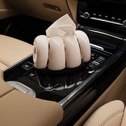 Boîte À Mouchoirs Dorée Au Design Forme Escargot Blanche Avec Détails Dore – Pour Voiture, Maison Et Bureau thumbnail 4