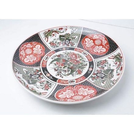 Plat porcelaine imprimé model taous 36cm Assiette de service Plat de service Plats froids Assiette plate en céramique en relief de 36 cm Grande assiette ronde Assiette occidentale Assiette à dîner thumbnail 1