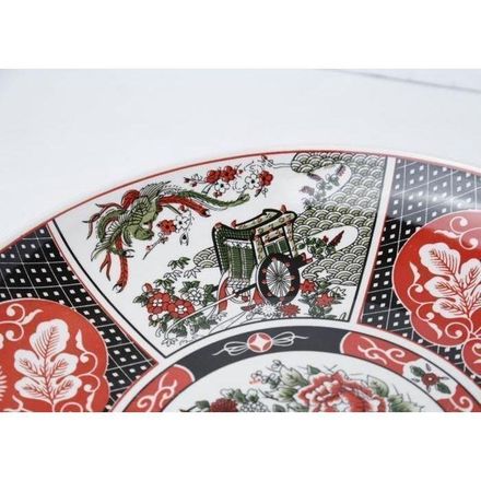 Plat porcelaine imprimé model taous 36cm Assiette de service Plat de service Plats froids Assiette plate en céramique en relief de 36 cm Grande assiette ronde Assiette occidentale Assiette à dîner thumbnail 3