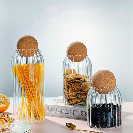 Set 3 Bocaux Bouteille en Verre avec Couvercle Bambou 900ml ,500ml et 300ml Stockage de Pots de Thé, Bocaux en Verre de Stockage de Grains de Café avec Couvercle Pots de Bouteille de Stockage de cuisine Épices Café Conteneur de Thé Organisateur de Condiments thumbnail 1