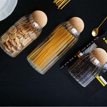 Set 3 Bocaux Bouteille en Verre avec Couvercle Bambou 900ml ,500ml et 300ml Stockage de Pots de Thé, Bocaux en Verre de Stockage de Grains de Café avec Couvercle Pots de Bouteille de Stockage de cuisine Épices Café Conteneur de Thé Organisateur de Condiments thumbnail 2