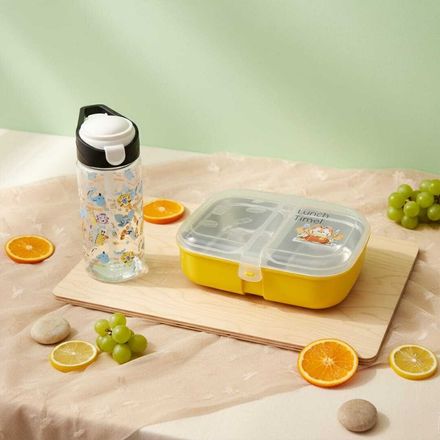 Pack Lunch Box + Gourde 500 Ml En Inox & Plastique Sans Bpa (avec Couverts & Boîte À Sauce) thumbnail 2