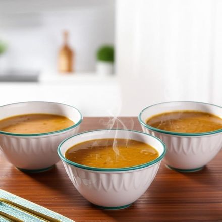 Bol À Soupe En Céramique Blanche Avec Bord Vert – 13 × 8 Cm thumbnail 4
