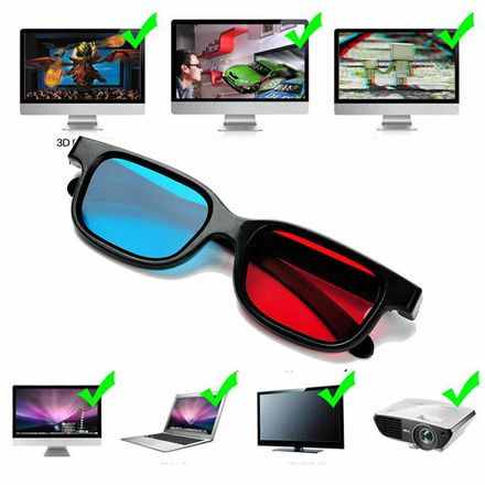Lunettes 3D Immersives pour Cinéma Maison, lunettes rouges et bleues thumbnail 3