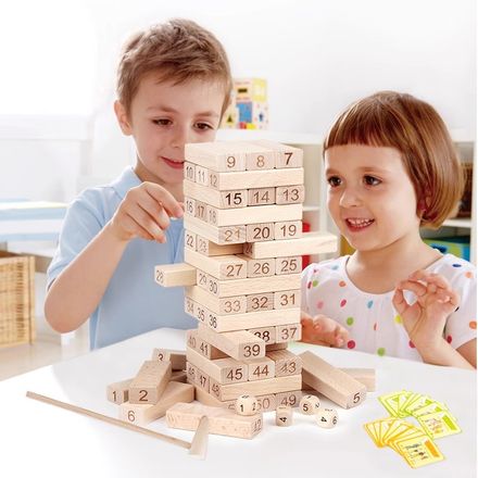 Jeu de Construction en Bois pour Enfants et Adultes (54 Pièces) thumbnail 1