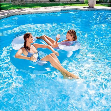 Bouée de piscine gonflable à deux places avec dossier pour adultes pour adultes thumbnail 2
