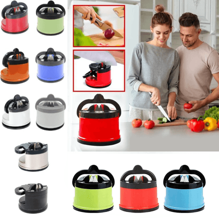 Aiguiseur De Couteaux Compact Avec Ventouse Pour Couteaux De Poche Et De Cuisine - Couleur Aléatoire thumbnail 1