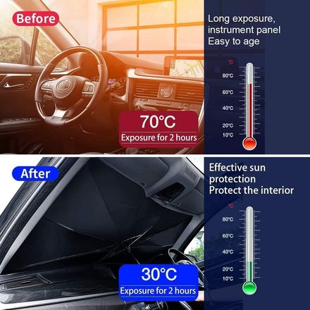 Pare-soleil pliable pour pare brise de voiture, bloque les rayons UV thumbnail 4