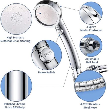 Pommeau De Douche Économie D’eau Avec Rotation À 360 Degrés Et Ventilation Intégrée thumbnail 4