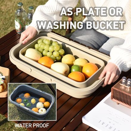Panier de pique-nique pliable avec table intégrée et seau étanche portable (couleur aléatoire) thumbnail 2