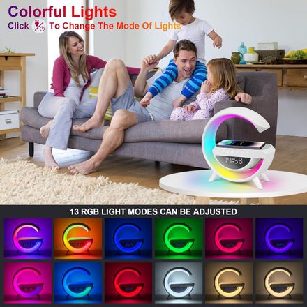 Veilleuse RVB Multifonctionnelle avec Haut-Parleur Bluetooth et Charge sans Fil thumbnail 2
