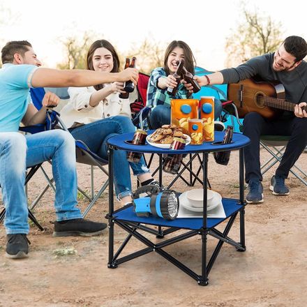 Table de Camping Pliante à 2 Niveaux avec 4 Porte-Gobelets pour pique-nique ,camping ,plage thumbnail 4