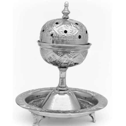 Diffuseur d’encens marocain Oud Mbakhra, un encens classique argenté thumbnail 1