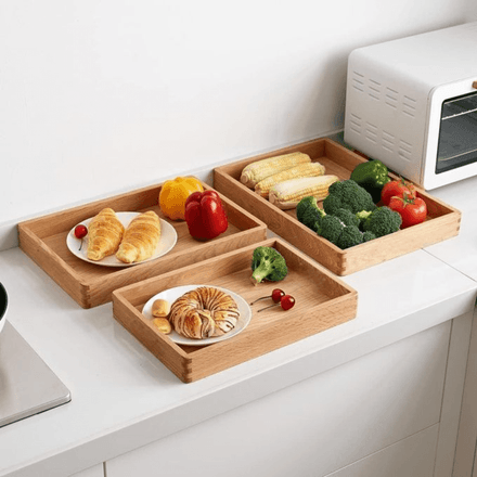 Ensemble de 3 plateaux en bois pour servir le thé et les repas dans les restaurants thumbnail 2