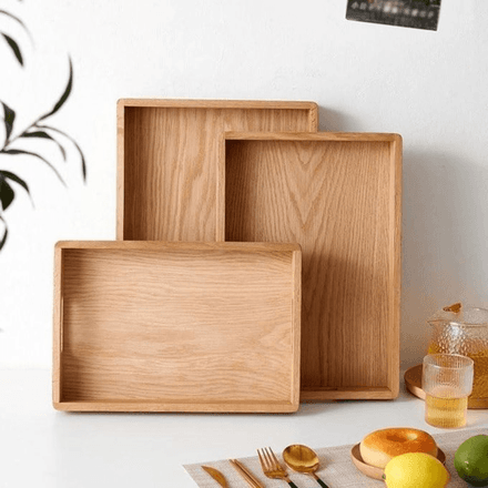 Ensemble de 3 plateaux en bois pour servir le thé et les repas dans les restaurants thumbnail 1