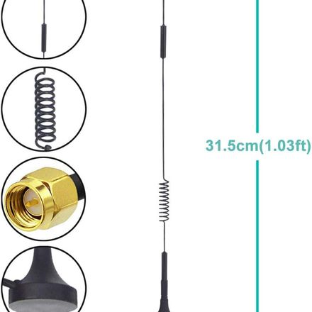Antenne pour talkie-walkie 433MHz SMA mâle avec base magnétique à aspiration thumbnail 3