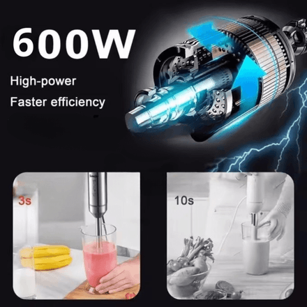 Mixeur plongeant multifonction 3 en 1, hachoir et fouet électrique en acier inoxydable 600 W pour la cuisine thumbnail 4