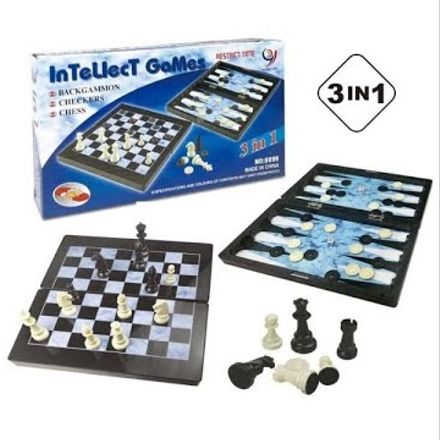 Découvrez l’ultime trio de stratégie Échecs Dames et Backgammon en un seul jeu magnétique 3 en 1 thumbnail 4