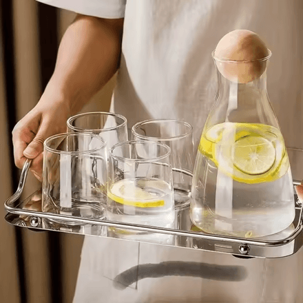 Ensemble pichet en verre haute teneur avec 6 verres, parfait pour servir de l’eau potable avec élégance. thumbnail 2