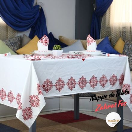 Nappe Zahrat Fès de la Collection Touches de Fès Luxueuses - Rouge thumbnail 4
