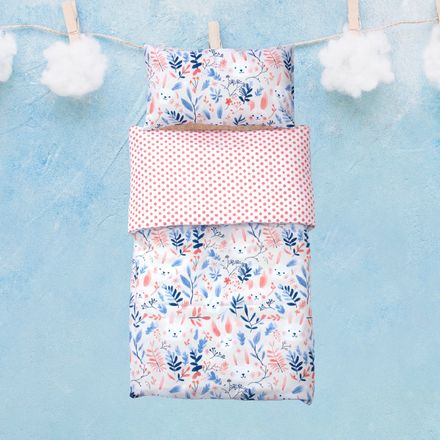 Housse de Couette Bébé Premium Double Face Câlins Lapins (Housse -115x130cm- + 1 Taies d’Oreiller -30x50 cm-) thumbnail 1