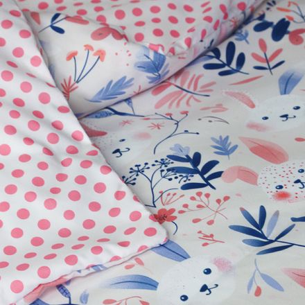 Housse de Couette Bébé Premium Double Face Câlins Lapins (Housse -115x130cm- + 1 Taies d’Oreiller -30x50 cm-) thumbnail 4