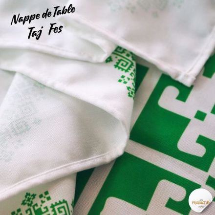 Nappe Zahrat Fès de la Collection Touches de Fès Luxueuses - Vert thumbnail 1