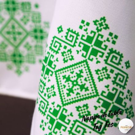 Nappe Zahrat Fès de la Collection Touches de Fès Luxueuses - Vert thumbnail 2