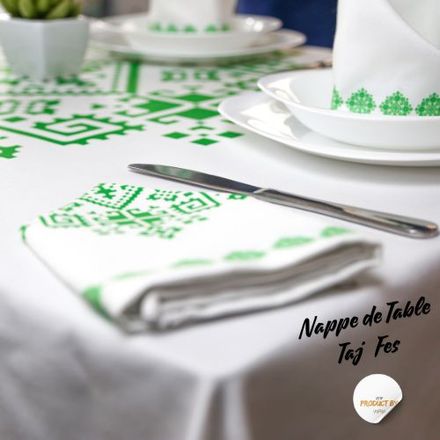 Nappe Zahrat Fès de la Collection Touches de Fès Luxueuses - Vert thumbnail 4
