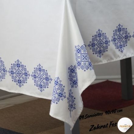 Nappe Zahrat Fès de la Collection Touches de Fès Luxueuses - Bleu thumbnail 3