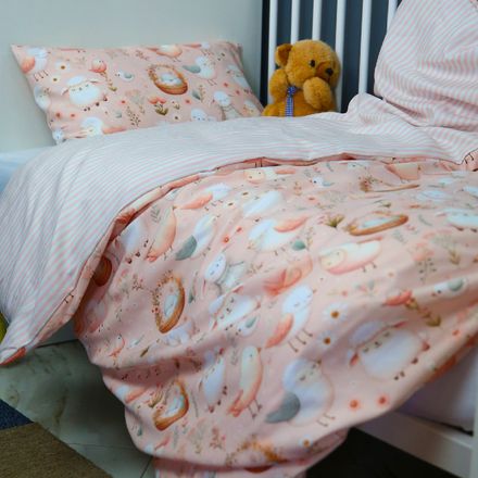 Housse de Couette Bébé Premium Double Face Complices Fleuris (Housse -115x130cm- + 1 TO -30x50 cm-)  thumbnail 2