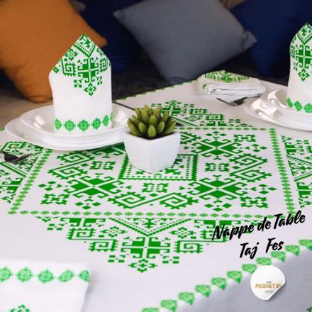Nappe Taj Fès de la Collection Touches de Fès Luxueuses - Vert thumbnail 1
