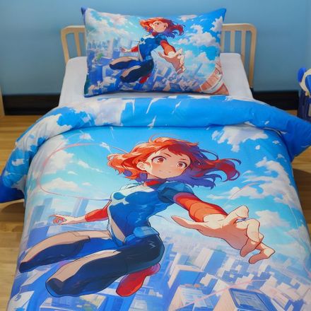 Housse de couette Fille Aventurière des Aires + 1TO - 1  Place (160x220 cm) - Collection Galaxie des Héros thumbnail 2