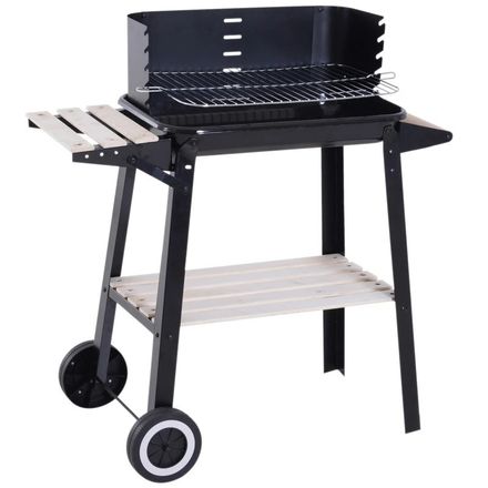 Barbecue au Charbon Rectangulaire avec Roulettes pour Jardin et Camping en Plein Air 83x45x87 cm thumbnail 4