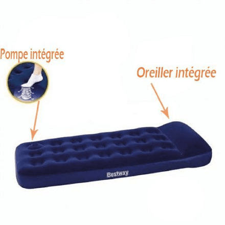 Matelas gonflable avec Oreillers et pompes à pied intégrée thumbnail 2