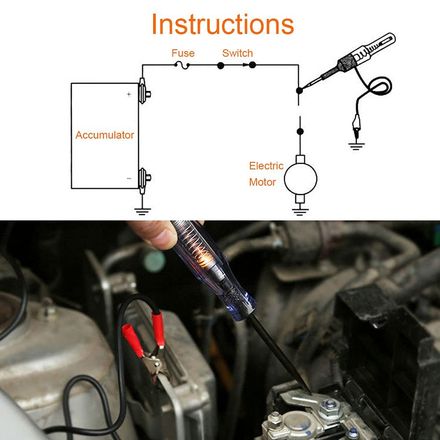 Testeur de Circuit Électrique avec Indicateur Lumineux Intégré 6V 12V 24V thumbnail 4