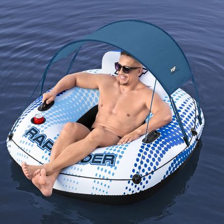 Bouée Gonflable Piscine Avec Auvent Et Porte-gobelet Intégré Et Poignées thumbnail 2