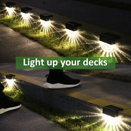 2 pcs Lampes solaires LED étanches pour jardin, clôture, terrasse et allée thumbnail 2