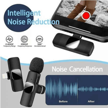 Microphone Sans Fil Portable pour Enregistrement Audio et Vidéo thumbnail 2