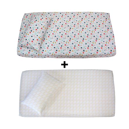 Set Draps Housse Bébé Imprimé  (2 Draps housse 60x120 cm) + (2 Taies d’Oreiller 30x50cm) thumbnail 1