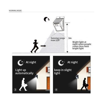 LED Lampe Solaire avec Détecteur de Mouvement Applique Murale Extérieur Étanche thumbnail 3