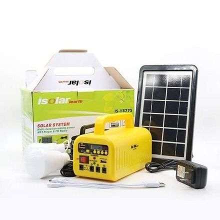 Isolar Kit système déclairage Solaire, panneau solaire avec Radio FM, lecteur MP3, deux lampes thumbnail 3