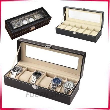 Boite de rangement pour 6 montres,Presentoir montre,Coffret montres,Boite bijoux,montre-bracelet thumbnail 1