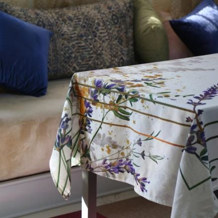 Nappe de Table - ÉLÉGANCE MODERNE - Éclats de Lavande - 140x200 cm - 4 Serviettes - Imperméable thumbnail 2