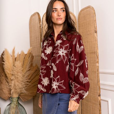 Chemise ornée de motif feuillage brodé thumbnail 2