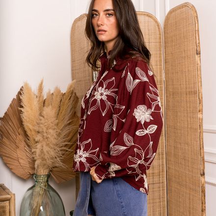 Chemise ornée de motif feuillage brodé thumbnail 3