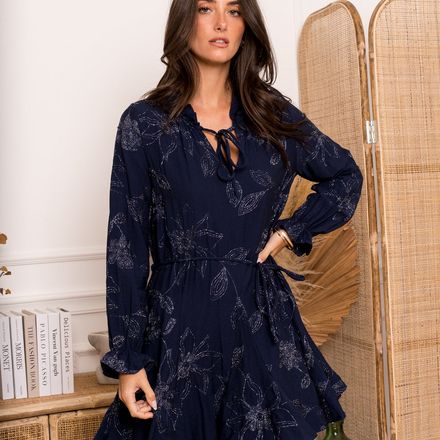 Robe brodée bleu thumbnail 1
