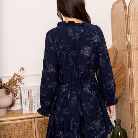 Robe brodée bleu thumbnail 3